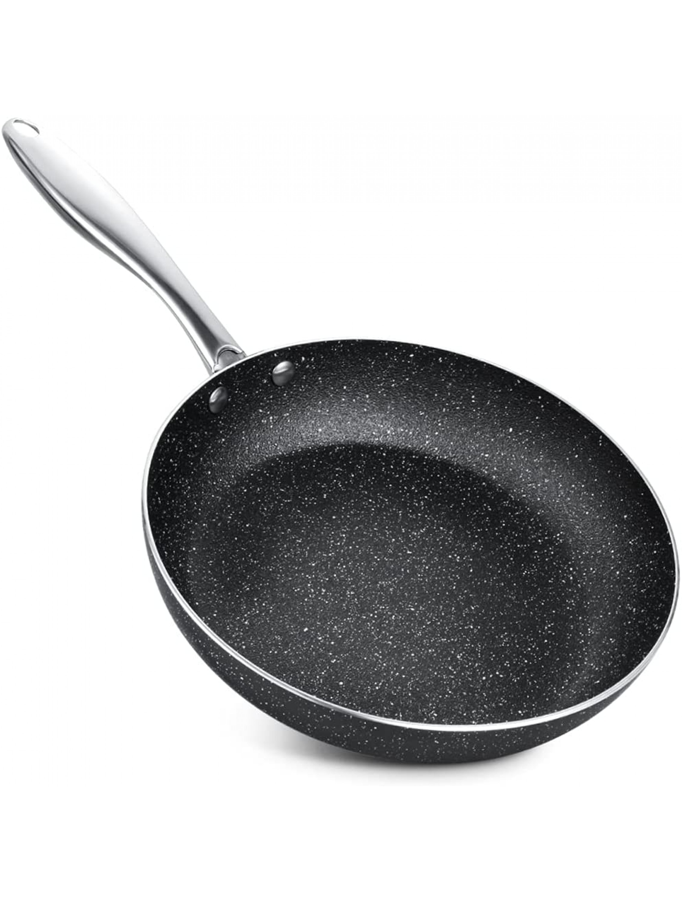 9.5 Inch Nonstick Frying Pan Non Stick Skillet with Stainless Steel Handle Omelet Chef’s Pan with Granite Coating-PFOA Free Oven & Dishwasher Safe Black - B6USZ3VXF