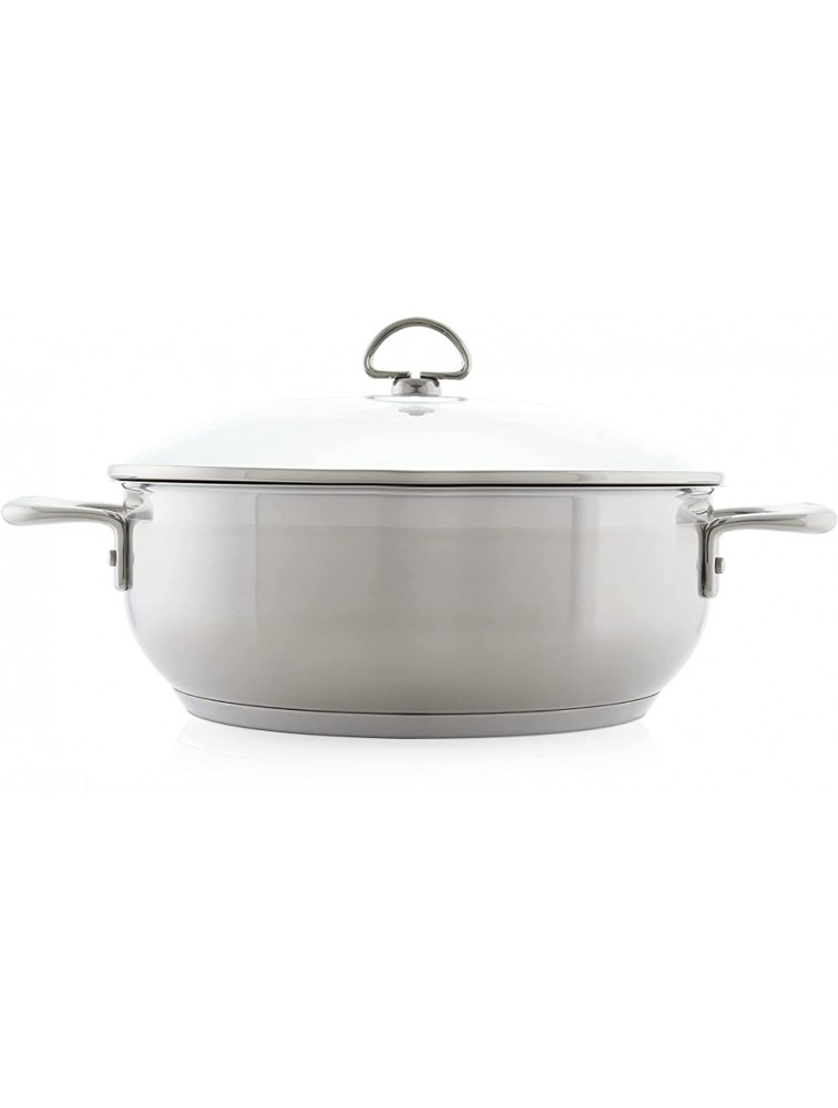 Chantal Induction 21 Steel 5 quart Chef's Pan with Tempered Glass Lid Brushed Stainless Steel - B36728BVQ