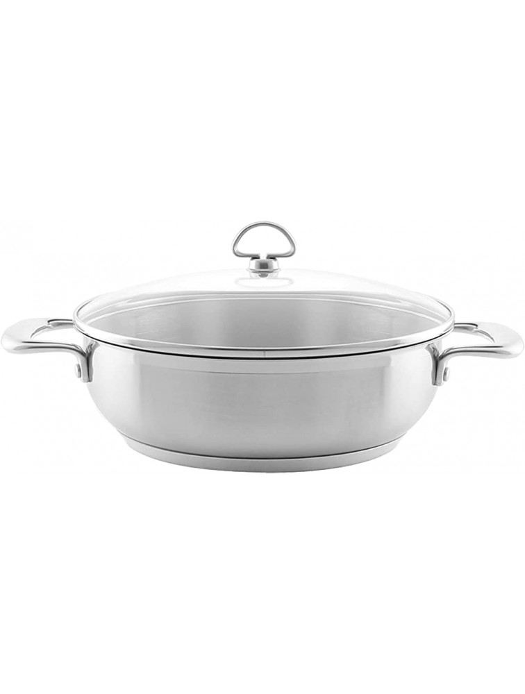 Chantal Induction 21 Steel 5 quart Chef's Pan with Tempered Glass Lid Brushed Stainless Steel - B36728BVQ
