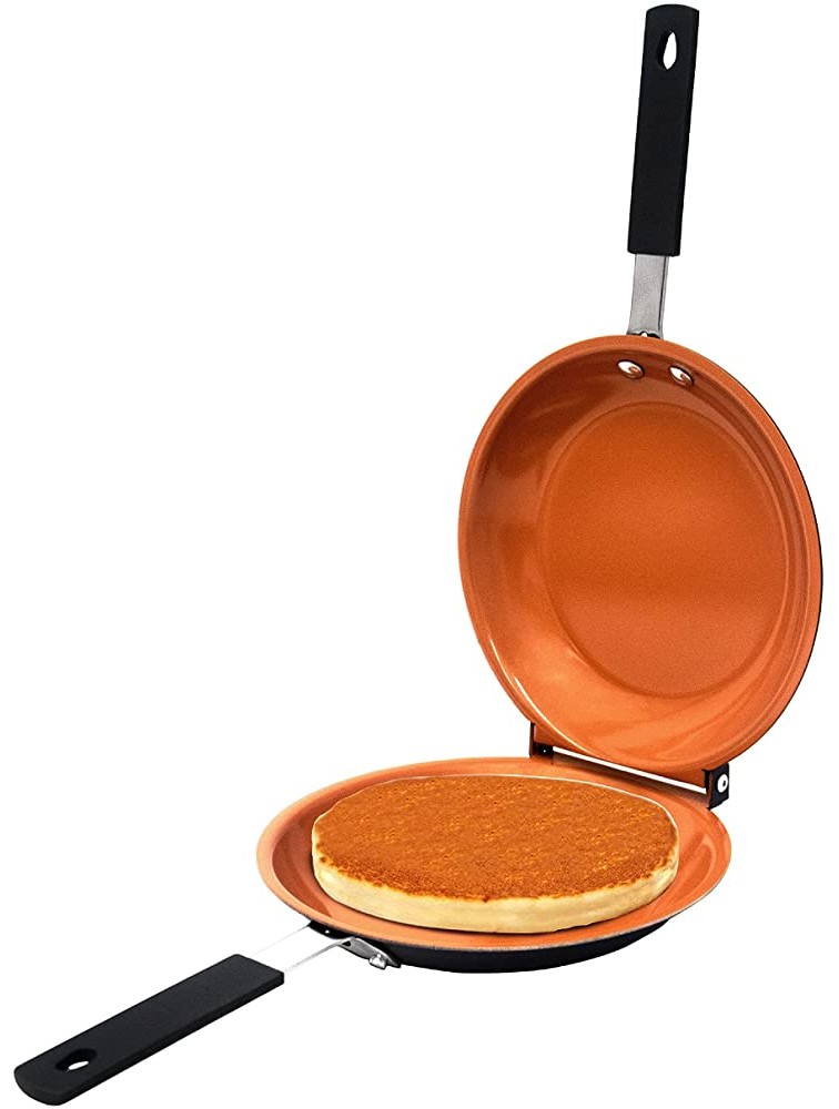 Gotham Steel Double Pan – Nonstick Copper Easy to Flip Pan with Rubber Grip Handles for Fluffy Pancakes Perfect Omelets Frittatas French Toast and More! Dishwasher Safe - BWHRDHZNA