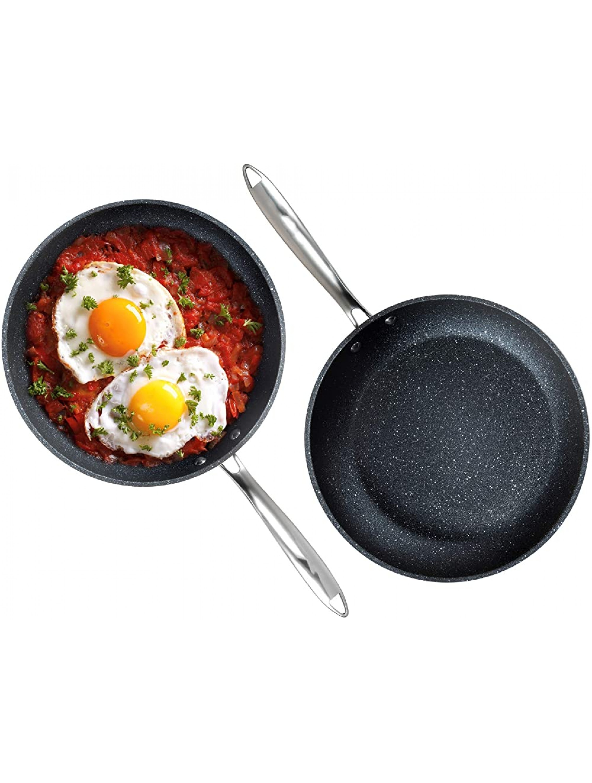 Granite Stone Professional Frying Pan Set Hard Anodized Ultra Nonstick 10” & 11.5” Pro Chef’s Skillet Set Durable Granite Surface Coated 3x and Infused with Minerals & Diamonds Induction Capable… - BYCJ9X4DV