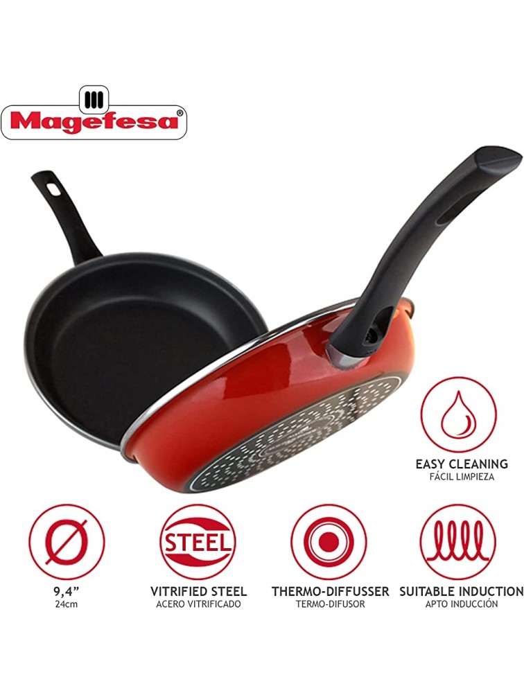 MAGEFESA FRITTATA FRYING PAN. Double layer non-stick frying pan vitrified steel compatible with all types of fire including induction Dishwasher safe Ergonomic handle 9,4” RED - B7CDSIE0D