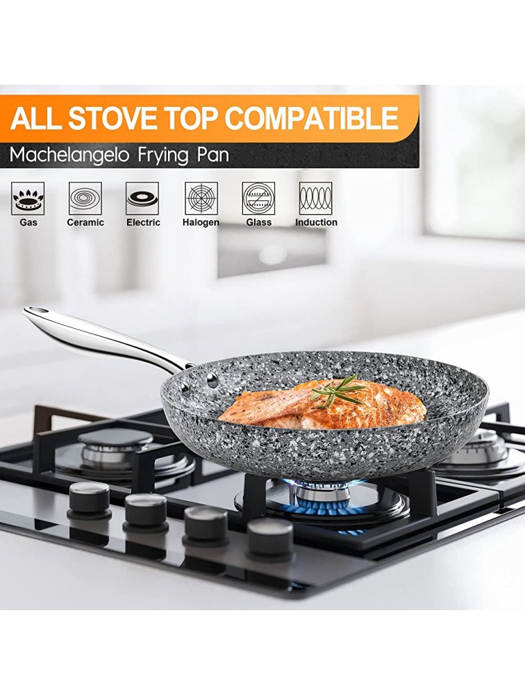 MICHELANGELO Frying Pan Set with Lid 9.5 & 11 Stone Frying Pan Set with 100% APEO & PFOA-Free Non-Stick Coating Granite Skillet Set with Lid Nonstick Frying Pans 2 Piece - BL56KWBPC