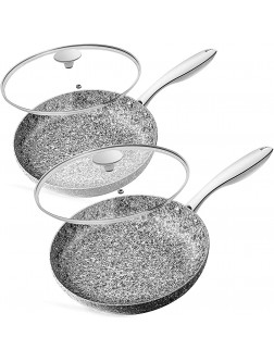MICHELANGELO Frying Pan Set with Lid 9.5" & 11" Stone Frying Pan Set with 100% APEO & PFOA-Free Non-Stick Coating Granite Skillet Set with Lid Nonstick Frying Pans 2 Piece - BL56KWBPC