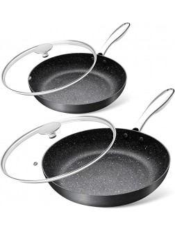 MICHELANGELO Hard Anodized Frying Pans Nonstick with Lid 9.5" & 11" Nonstick Frying Pan Set with Lids Frying Pans for Cooking Nonstick Skillet Sets with Granite-derived Interior 2 Pan Set - B1VK0HBQJ