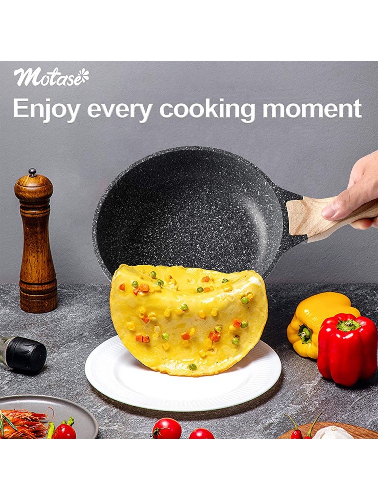 Motase 9.5 inch Non-stick Frying Pan Skillet Granite Coating Omelette Pan 100% PFOA free Cookware Pan Healthy Nonstick Stone Frying Chef's Pan Skillet - B9TTE15GT