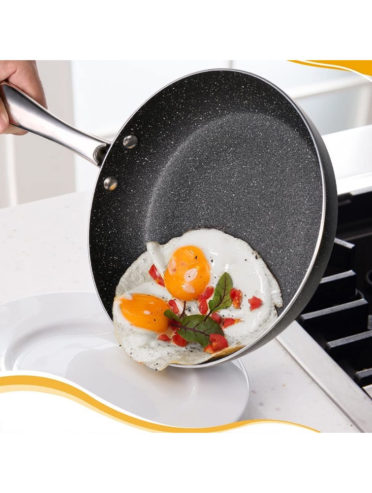 Nonstick Frying Pan Induction Skillet Pans 28cm Omelet Chef Pan with Granite Coating-PFOA Free S.S Handle Oven & Dishwasher Safe Black 11-inch - B4QJPKEJN