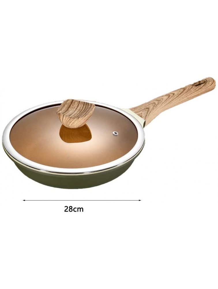 Pot Pan Wok Nonstick Skillet Deep Frying Pan with Glass Lid and Wooden Handle Saute Pan Chef's Pan Stone Coated Nonstick Cooking Cookware Color : Green - BUJWNAV6E