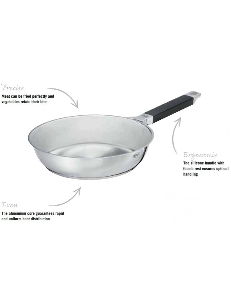 Rösle Silence Stainless Steel with Aluminum Core Cookware Chef Pan with Silicone Handle 9-inch - BMAJFL8LF