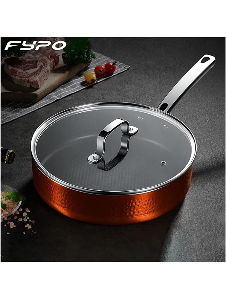 SHUOG 11 Inch Frying Pan With Lid Hammered Nonstick Copper Frying Pan,Induction Compatible,Fit For Kitchen Gas Stove Induction Cooker Chef's Pans Color : 28cm - BELP6ZODK