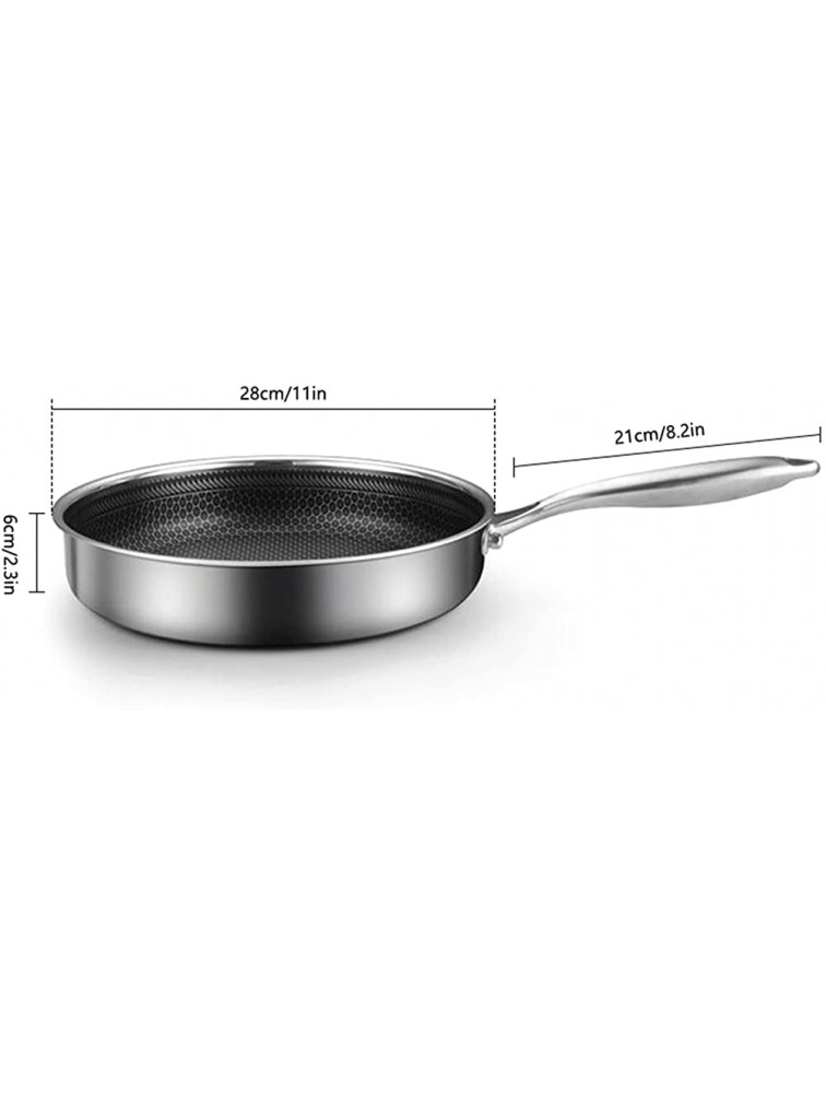 SHUOG 304 Stainless Steel Frying Pan Uncoated Durable Non-stick Wok Pan Steel Handle Griddle Pan Fit For Kitchen Induction Cooker Wok Pan Chef's Pans Color : 28CM - BGHQFH0KS