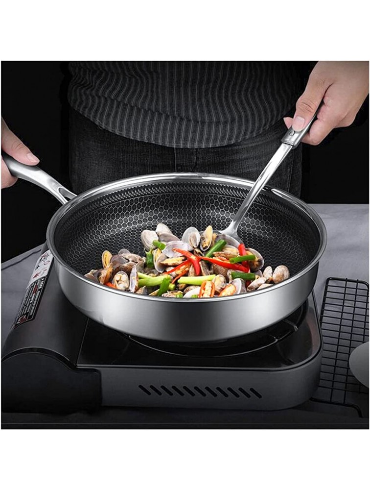 SHUOG 304 Stainless Steel Frying Pan Uncoated Durable Non-stick Wok Pan Steel Handle Griddle Pan Fit For Kitchen Induction Cooker Wok Pan Chef's Pans Color : 28CM - BGHQFH0KS