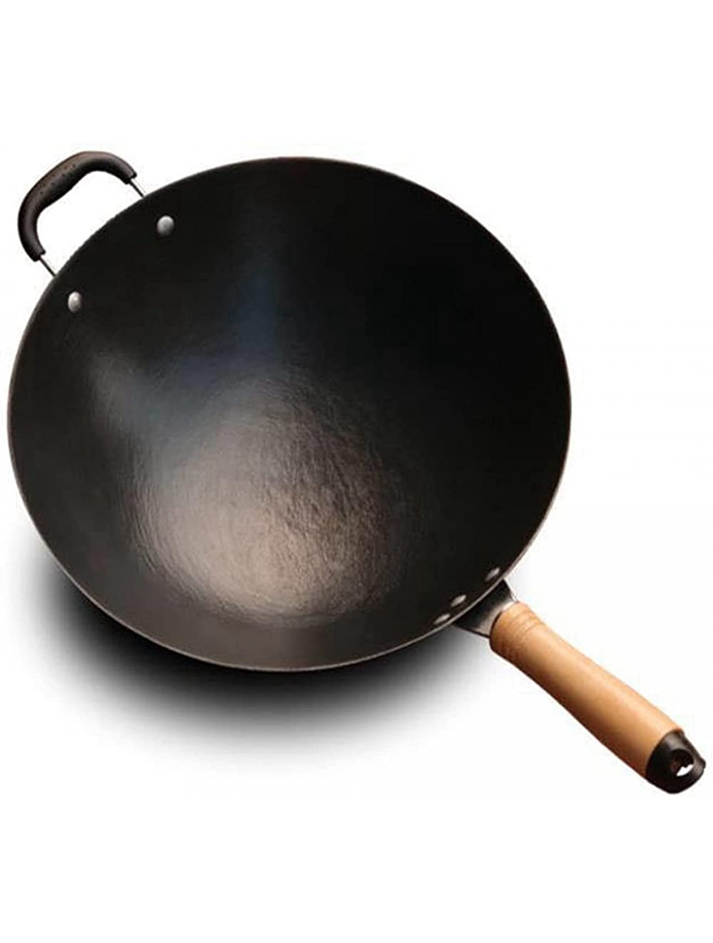 SHUOG Cast Iron Wok Home Uncoated Manual Non-stick Pan Round Bottom Induction Cooker Gas Stove Wok Frying Pan Cooking Non Stick Pan Chef's Pans Color : 32 cm without cover - BSMH39P48