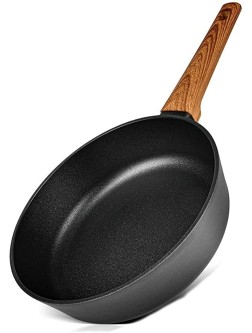 SHUOG Deep Fry Pan With Black Marble Coating Aluminium Induction Cooker Chef's Pans Sheet Size : 28cm - BLBVXXTI4