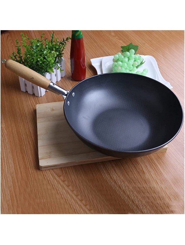 SHUOG Frying Pan High-end Home Non-stick 30cm Wooden Handle Traditional Wok Super Cost-effective Scrambled Eggs Pan-free Pan Wok Pans Chef's Pans Color : 30cm - BF70DQXGF