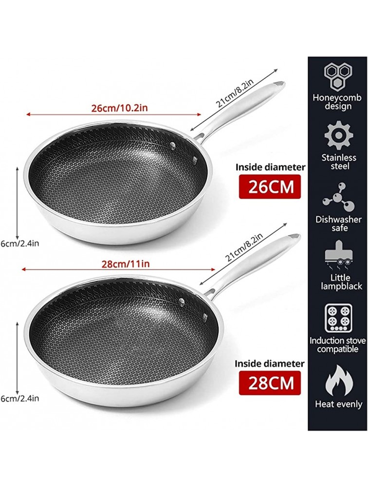 SHUOG Fypo 304 Stainless Steel Skillet Nonstick Fry Pan Multipurpose Cookware Induction Cooker Gas Stove Universal Chef's Pans Color : 26cm - BW2GUEBHS