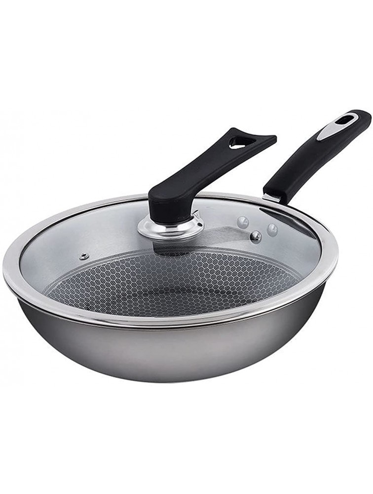 SHUOG Household Stainless Steel Wok Non-stick Pan Without Oily Fume Pan And Kitchenware Universal Pots And Pans Pans Frying Set Wok Chef's Pans Color : 34 cm with lid - BDN2M3HYL