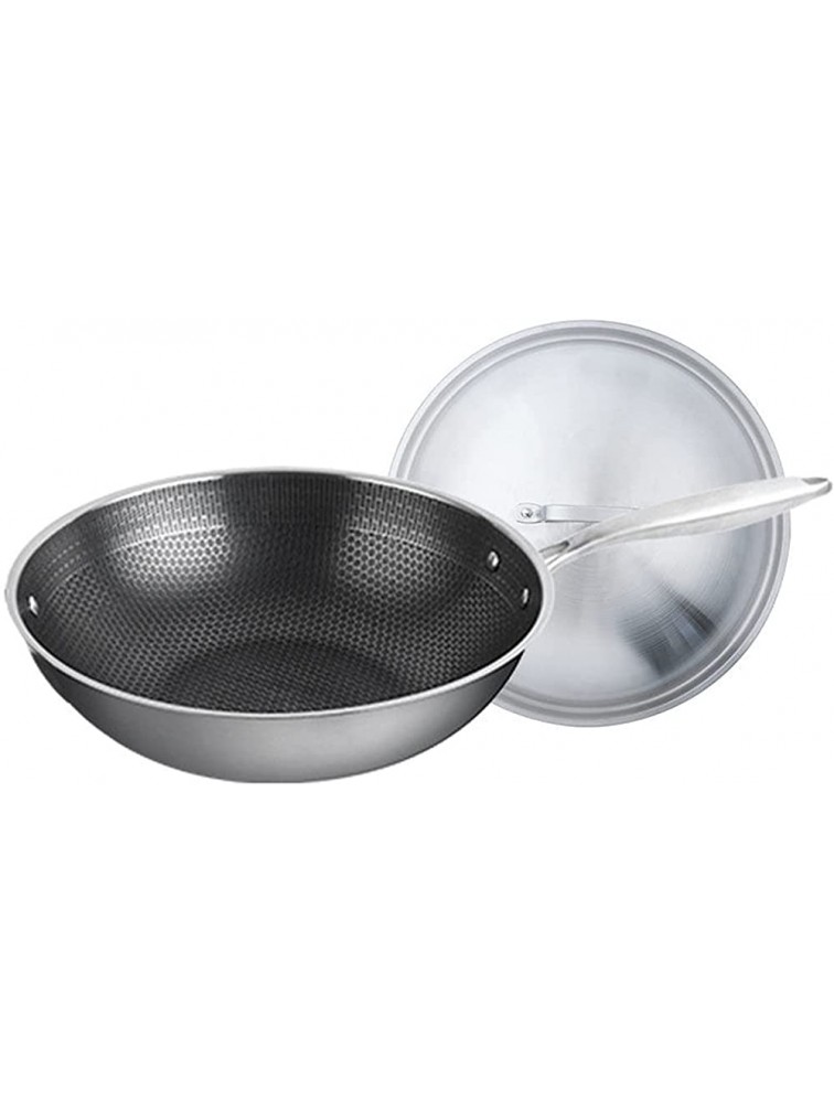SHUOG Household Stainless Steel Wok Non-stick Pan Without Oily Fume Pan And Kitchenware Universal Pots And Pans Pans Frying Set Wok Chef's Pans Color : 34 cm with lid - BDN2M3HYL