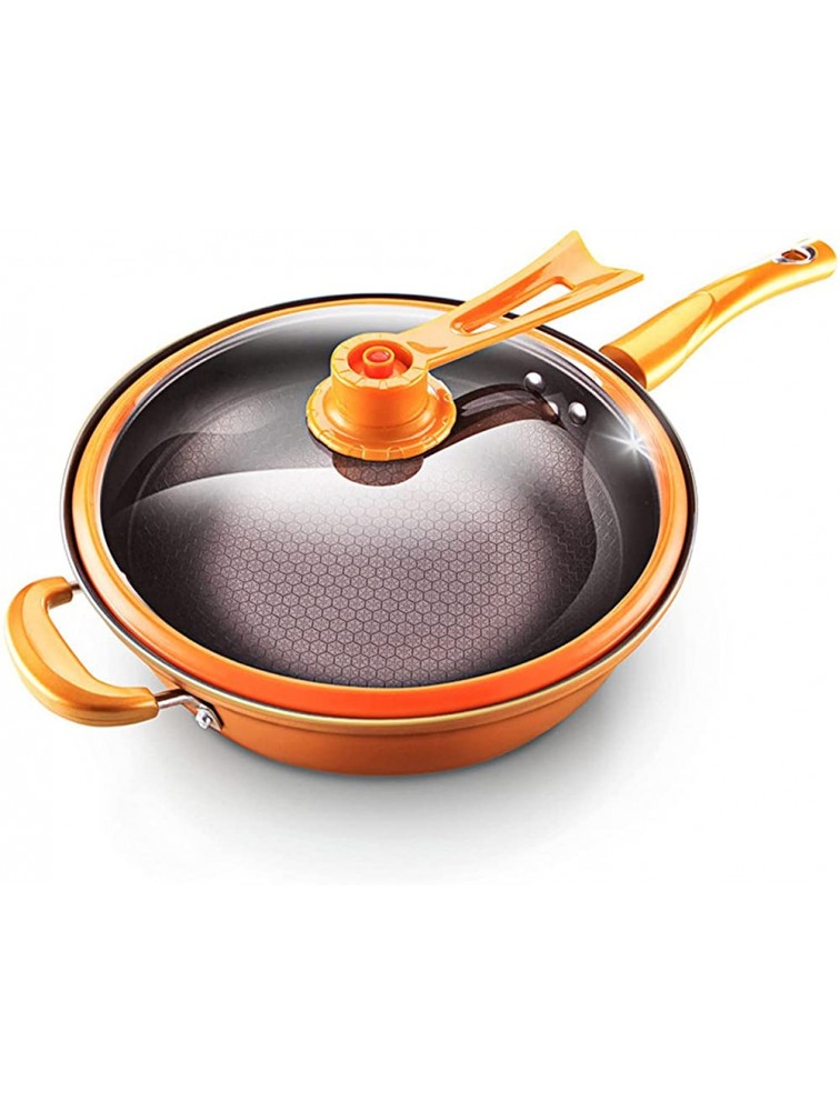 SHUOG Kitchen Pot 32cm Iron Frying Pan Heat-preserve Vacuum Pot Boiling Cease-fire Health Preservation Pan Cooking Wok Pan With Uprigh Chef's Pans Color : Golden pot set - BHQJMT6BU