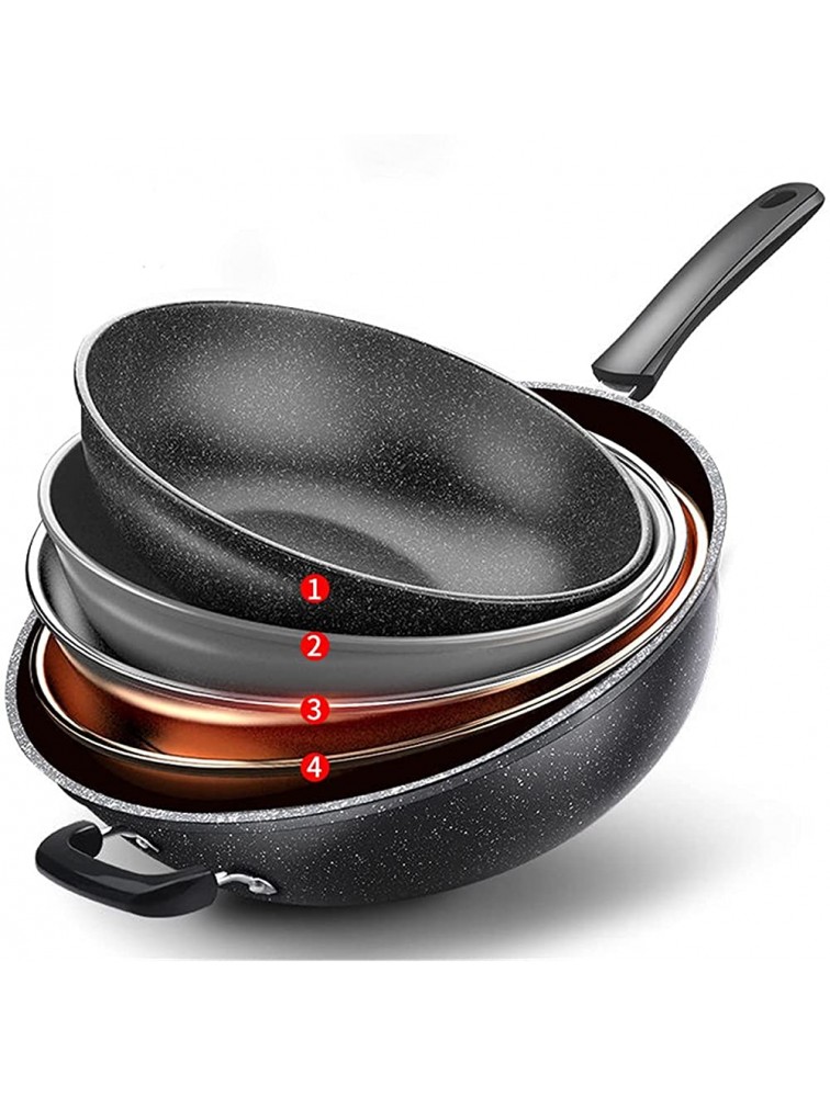 SHUOG Maifan Stone Wok Non-stick Pan Household Pan Iron Wok No Oily Smoke Cooking Pot With Induction Cooker Gas Stove General Skillet Chef's Pans Color : 32 cm with lid - BMRXXKALA