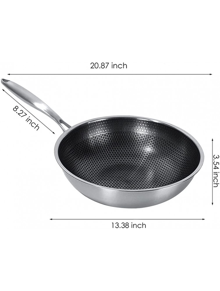 SHUOG Stainless Steel Wok Non-stick Pan Full Screen Honeycomb Design No Lampblack No Coating Frying Pan Kitchen Tools Kitchenware New Chef's Pans Color : 34cm without cover - BEBX0W676