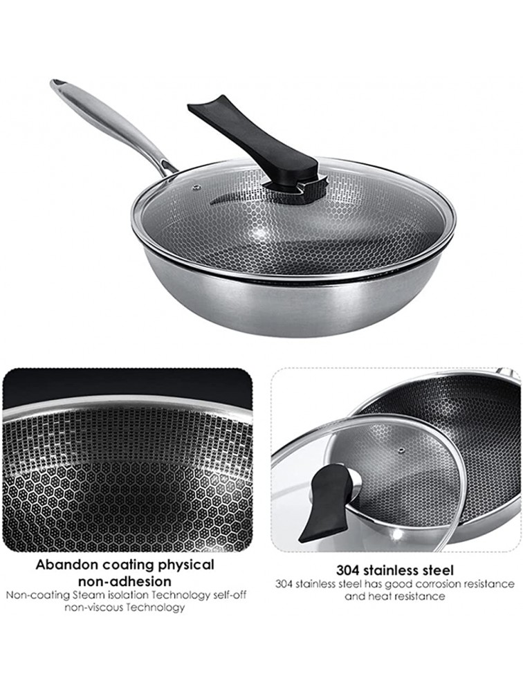 SHUOG Stainless Steel Wok Non-stick Pan Full Screen Honeycomb Design No Lampblack No Coating Frying Pan Kitchen Tools Kitchenware New Chef's Pans Color : 34cm without cover - BEBX0W676