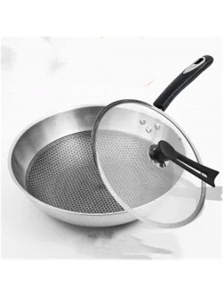 SHUOG Stainless Steel Wok Non-stick Pan Handle Household Non-oily Smoke And Non-coated Pan Wok Frying Pan Non Stick Wok Cookware Chef's Pans Color : 32 cm with lid - BV07RI6KN