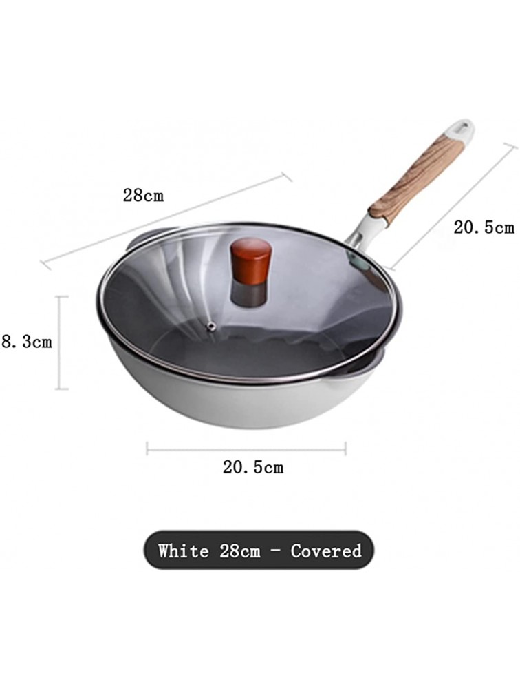 SHUOG Thick Non-stick Wok No Oil Smoke Household Frying Pan With Handle Wok Gas Stove Induction Cooker Special Pan Large Cooking Pot Chef's Pans Color : White 28cm with lid - BINJAON4K
