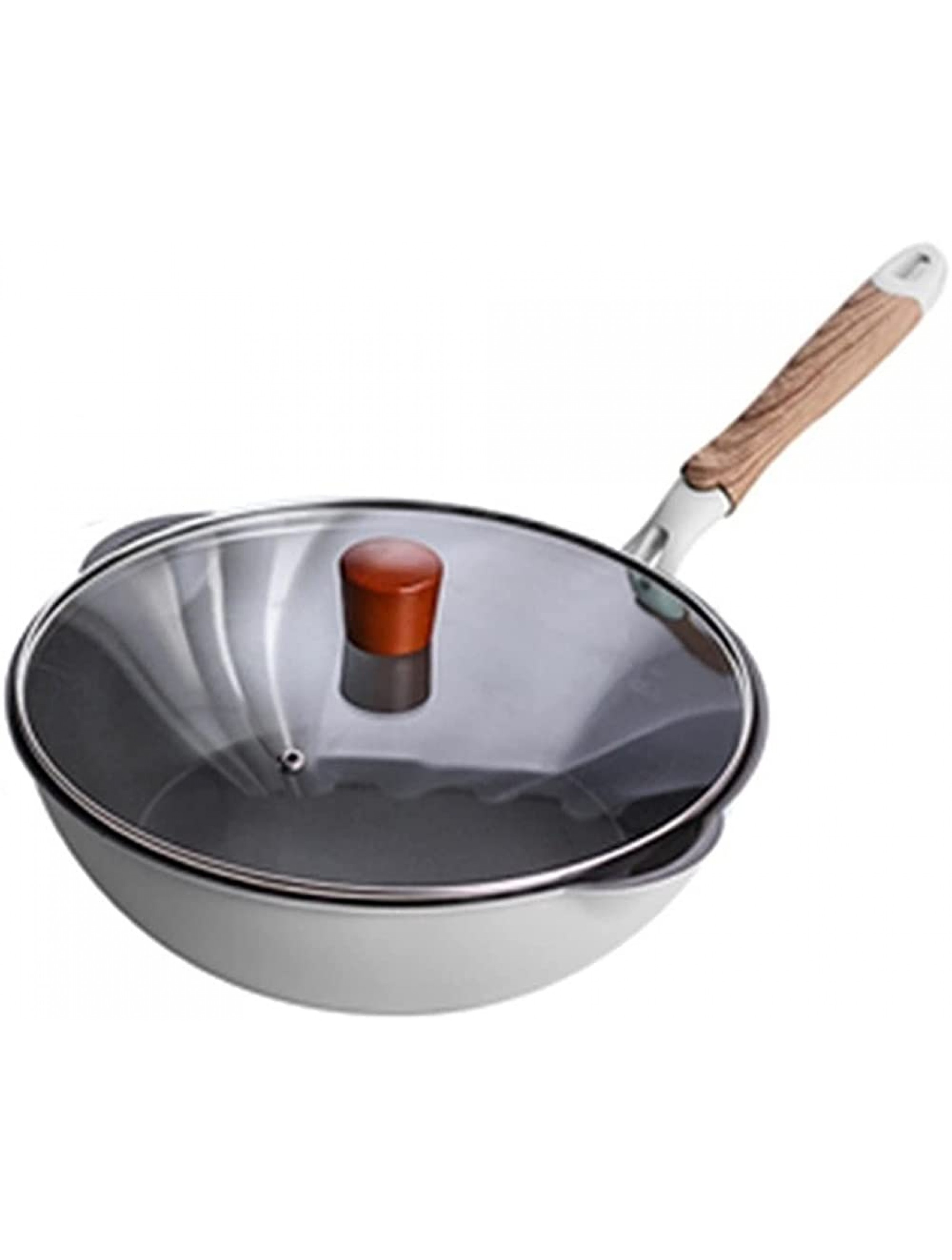 SHUOG Thick Non-stick Wok No Oil Smoke Household Frying Pan With Handle Wok Gas Stove Induction Cooker Special Pan Large Cooking Pot Chef's Pans Color : White 28cm with lid - BINJAON4K