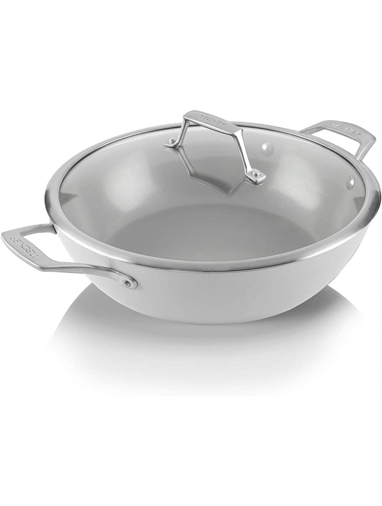 TECHEF CeraTerra 5 Qt 12-in Ceramic Nonstick All Purpose Chef Pan with Cover PTFE and PFOA Free Ceramic Exterior & Interior Oven & Dishwasher Safe Made in Korea Grey Silver 5 Qt Chef Pan - BY2QD3WZU