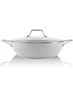 TECHEF CeraTerra 5 Qt 12-in Ceramic Nonstick All Purpose Chef Pan with Cover PTFE and PFOA Free Ceramic Exterior & Interior Oven & Dishwasher Safe Made in Korea Grey Silver 5 Qt Chef Pan - BY2QD3WZU
