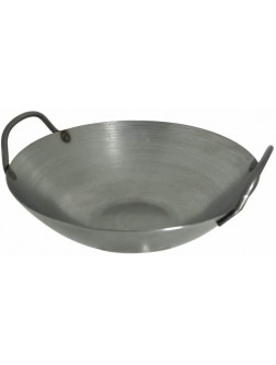 12 Inches Carbon Steel Flat Bottom Wok with Two Side Handle 14 Gauge Thickness USA Made - BK2EVHVZG