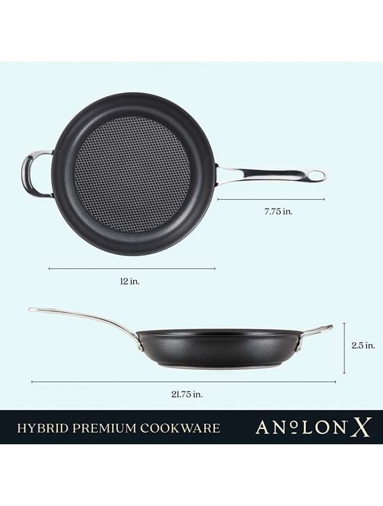 Anolon X Hybrid Nonstick Frying Pan Skillet with Helper Handle 12 Inch Dark Gray - B0CUJFOKH