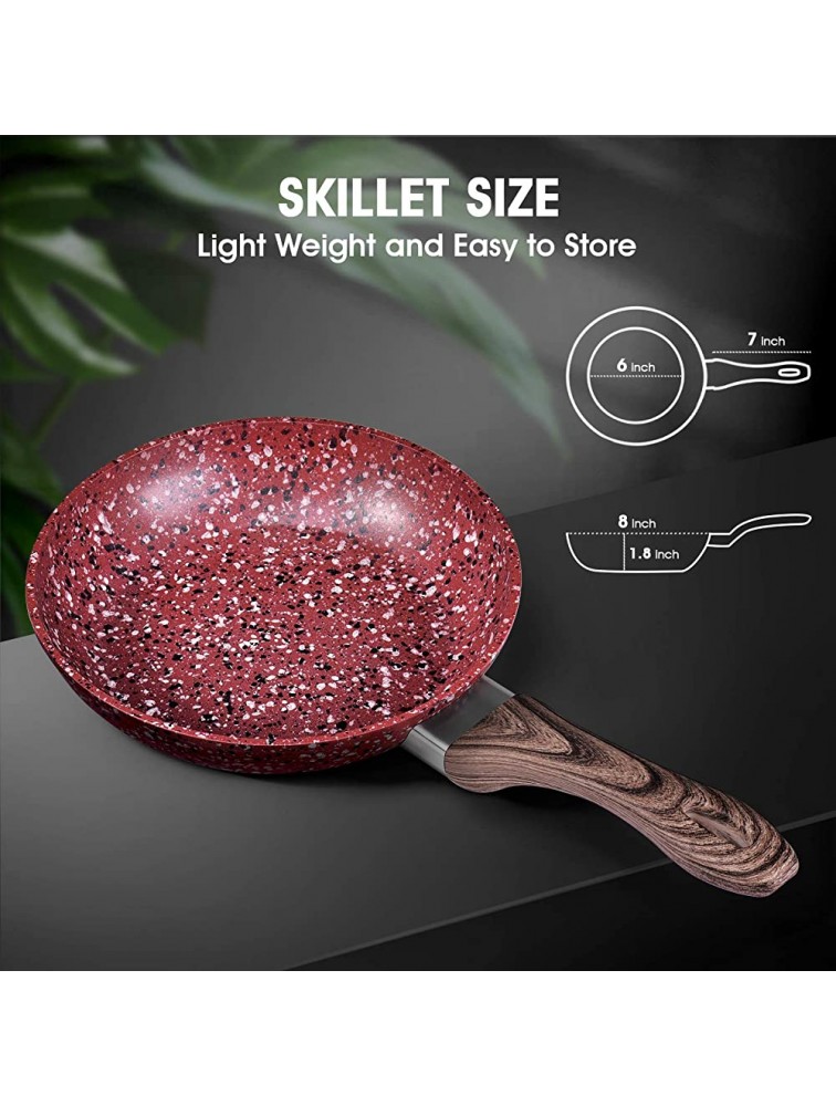 CSK 8 Nonstick Frying Pan Frying Pan with Natural Textured Bakelite Handle 100% APEO & PFOA-Free Granite Coating Stone Earth Frying Pan and Skillet Cookware Ideal for Self-Cooking - B5CXUYJ23