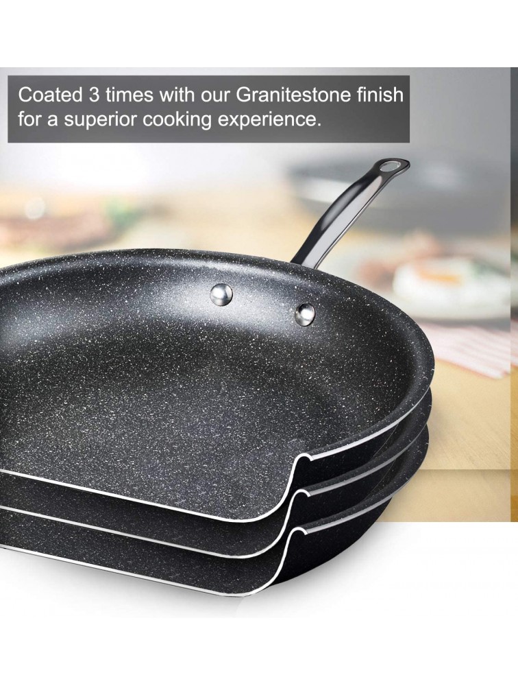 Granitestone Super Non-stick and Scratchproof No-warp Oven-Safe and Dishwasher Safe Mineral-enforced Frying Pans With Stay-Cool Handles PFOA-Free As Seen On TV 8-inch - B6L54FPTJ