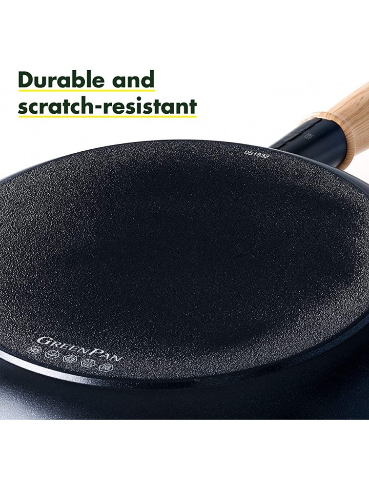 GreenPan Hudson Healthy Ceramic Nonstick 11 Wok Pan Wood Insipired Handle PFAS-Free Dishwasher Safe Black - BMWA67W48