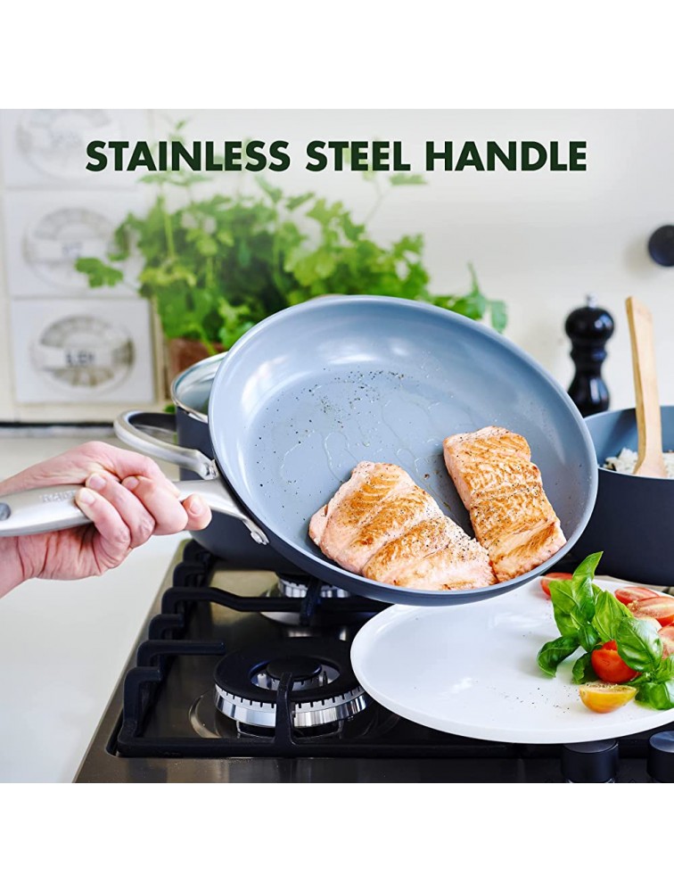 GreenPan Lima Hard Anodized Healthy Ceramic Nonstick 10 Frying Pan Skillet PFAS-Free Oven Safe Gray - B2A6IP47V