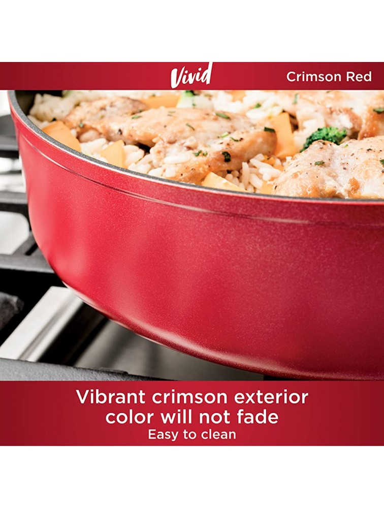 Ninja C20020 Foodi NeverStick Vivid 8-Inch Fry Pan Nonstick Durable & Oven Safe to 400°F Cool-Touch Handles Crimson Red - B406QH06G