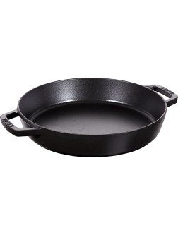 Staub Cast Iron 13-inch Double Handle Fry Pan Matte Black Made in France - BFR1BKY6Q