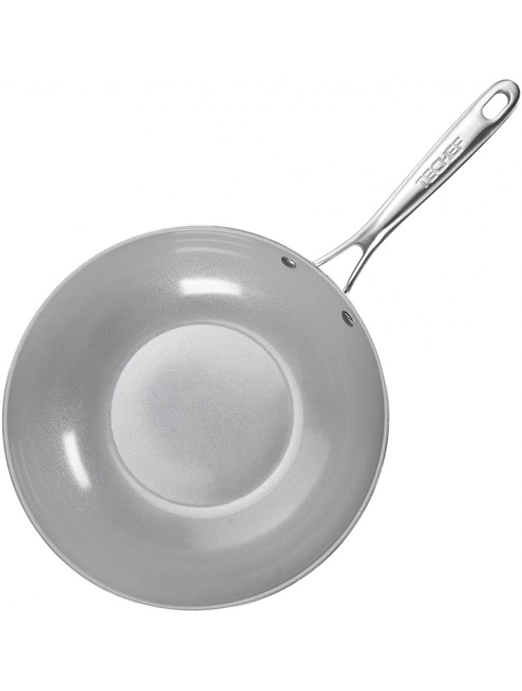 TECHEF CeraTerra 12 Ceramic Nonstick Wok Stir-Fry Pan with Glass Lid PTFE and PFOA Free Ceramic Exterior & Interior Made in Korea 12-in with lid - B0HQDS1J1
