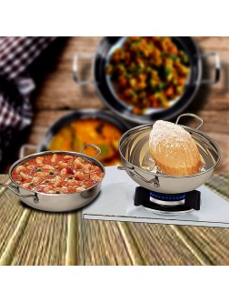 Whopper Set Of 2 Stainless Steel Induction Bottom Stir Fry Pan Everyday Pan Induction & Gas Stove Friendly Kadhai 1750 ML1.75 Qt 2000 ML 2 Qt - BEWU42RRO