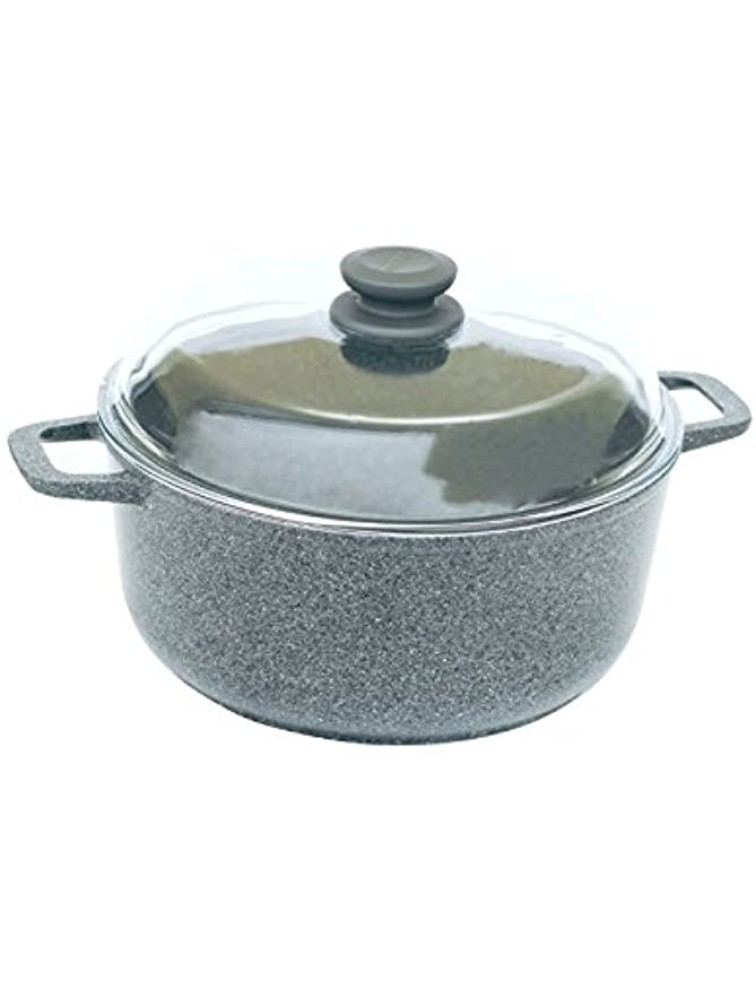 Aluminum Stock Pot Cooking Pot Granite Gray Nonstick Pot with Lid 4.2-qt 4 cm - BGSS0P2JV