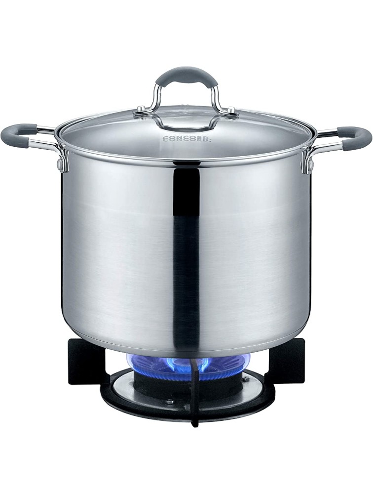 CONCORD Stainless Steel Stock Pot with Glass Lid Induction Compatible 12 QT - BEKR7DHC1