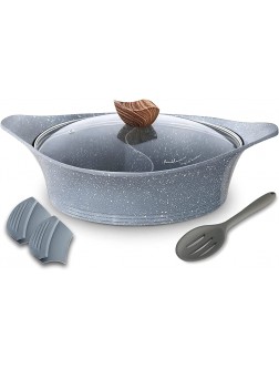 COOKLOVER Shabu Pot with Lid Non-Stick Casserole Induction Shabu Hot Pot with Divider 11.8 Inch 4.5L 5.64lb Grey - BLT3I5G84