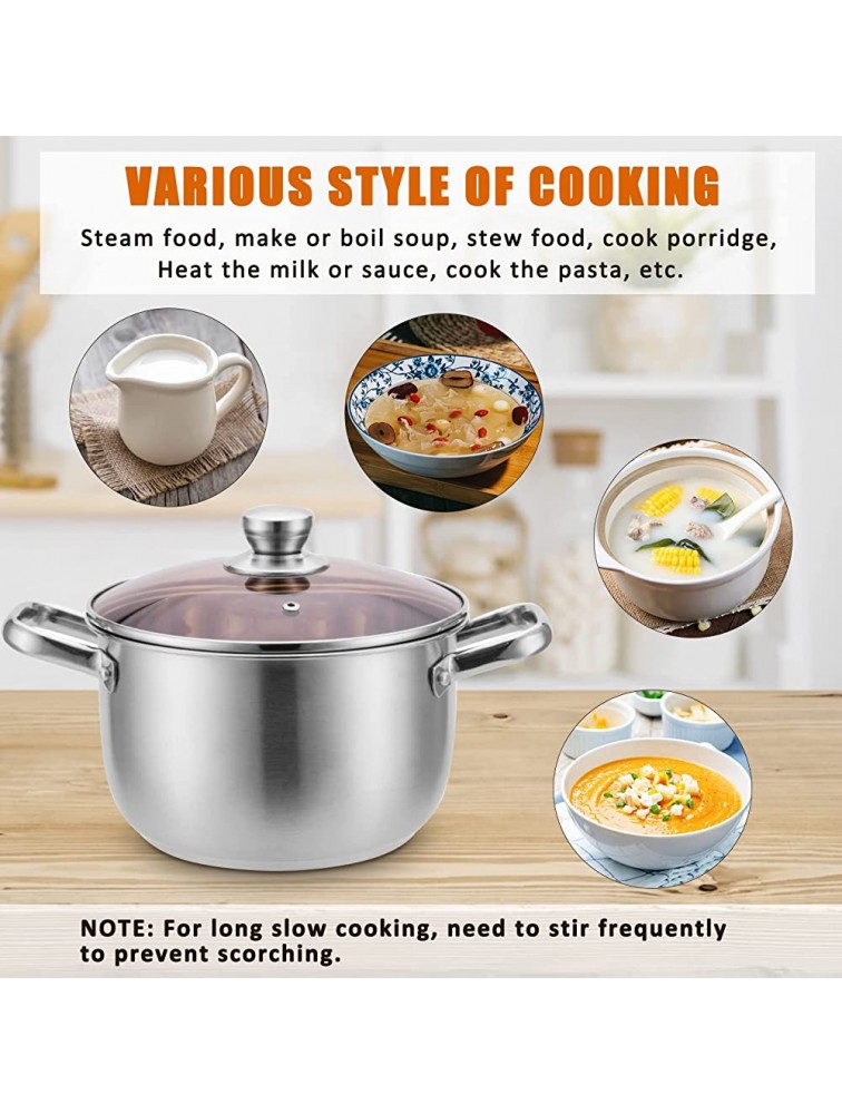 DricRoda Nonstick Stock Pot 8 Quart Soup Pot with Lid and Double Handles Large Pot for Cooking Stainless Steel Pasta Pot with Glass Lid for Home Restaurant Party Dishwasher Safe - B8W2ZOQR5
