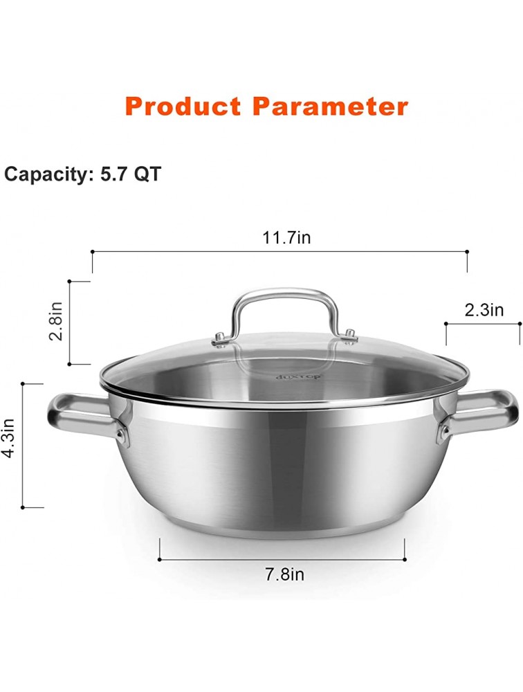 Duxtop Professional Stainless Steel Cooking Pot 5.7-Quart Stock Pot with Glass Lid Impact-bonded Technology - BZEV7BXWA
