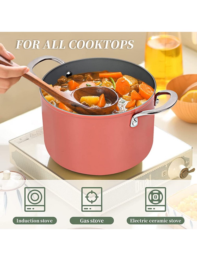 Flamingpan 5.5 Quart Nonstick Stock Pot Ceramic CoatingStockpot Casserole Oven Safe & Easy to Clean,Stock Pot Suitable for Any Cooktop & Dishwasher,Durable for Using Pot for Kitchen & Dinning - BNRRMYIEG