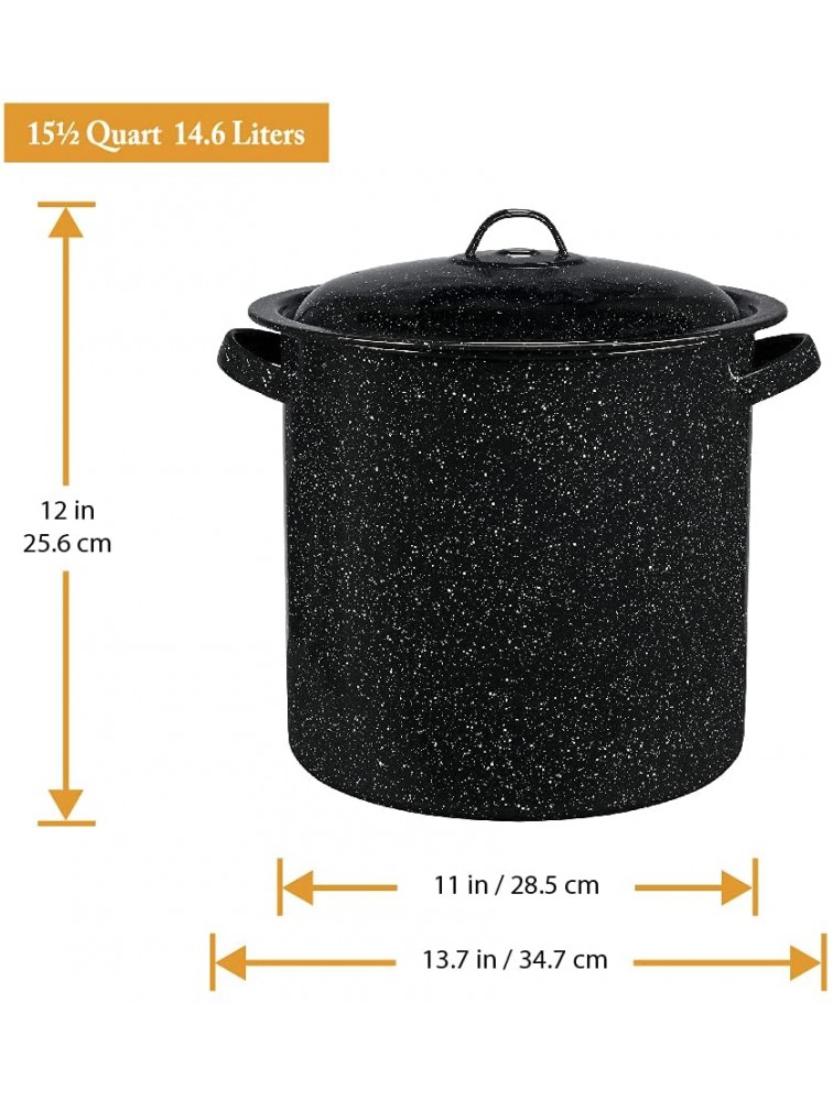 Granite Ware Enamel on Steel 15.5-Quart Stock Pot with lid Speckled Black - BOB6WGZ4O