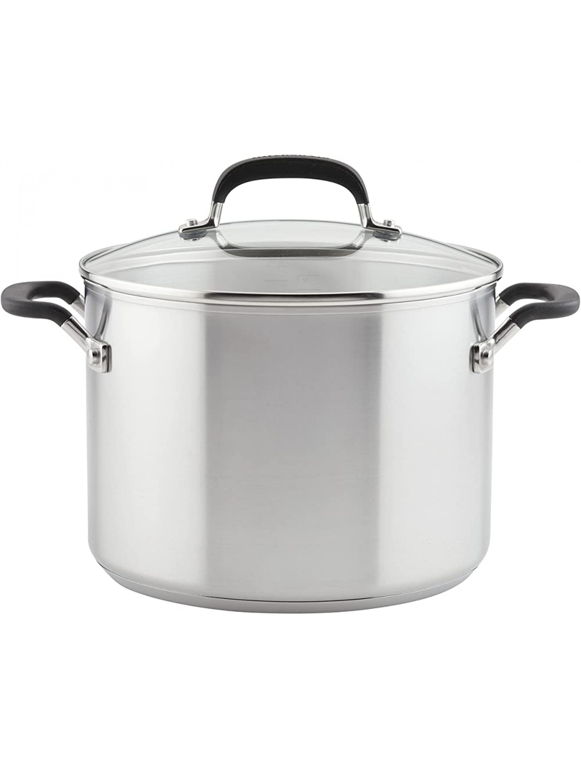 KitchenAid Stainless Steel Stockpot with Measuring Marks and Lid 8 Quart Brushed Stainless Steel - BD1ADLBJ1