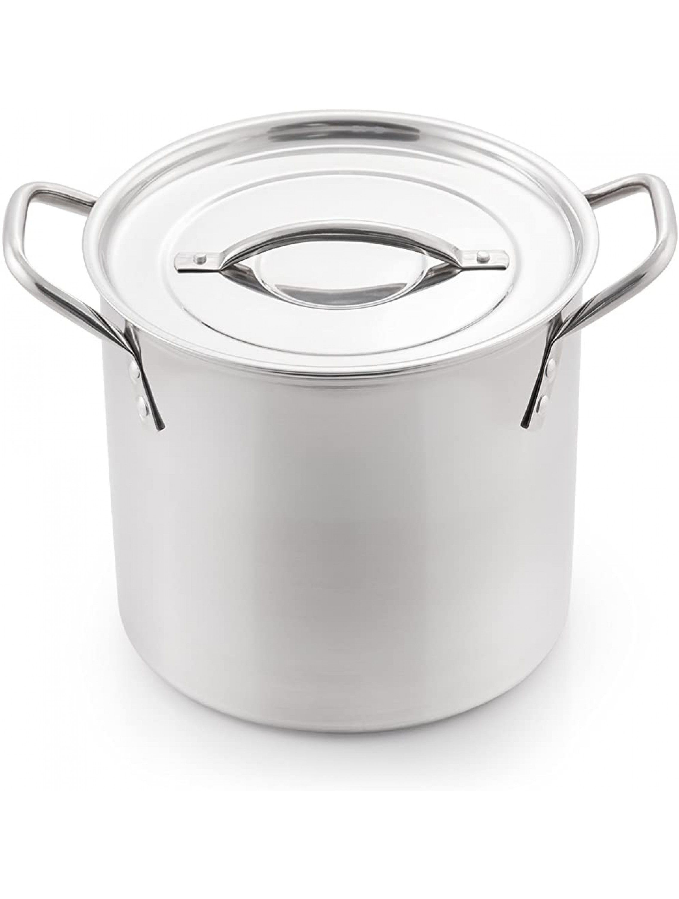 McSunley Medium N Cook Stockpot 8 Quart Silver Stainless Steel All Purpose Prep and Canning Bowl - BBQUTE1W8